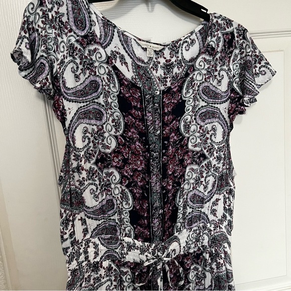 Lucky Brand Paisley Maxi Dress Women’s XL Boho Tie Waist Short Sleeve - Picture 5 of 14